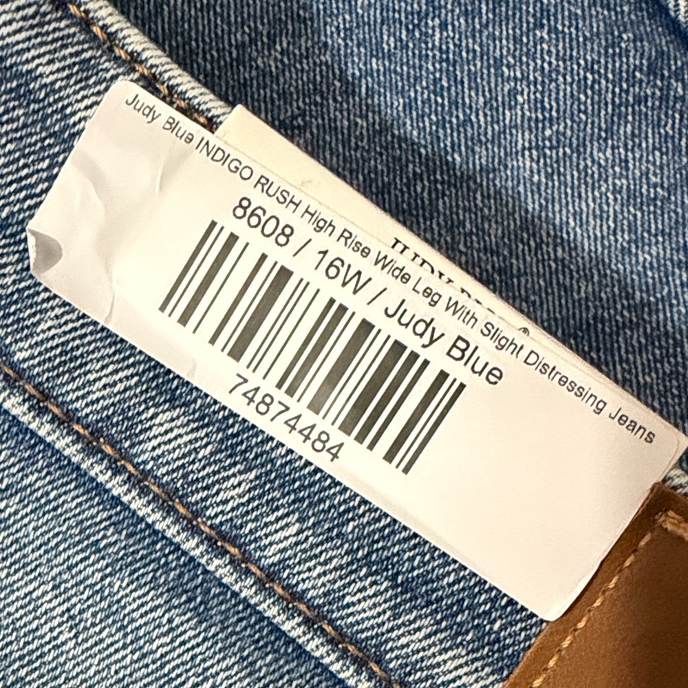Judy Blue Indigo Rush High Rise Wide Leg Distressed Jeans Size 16W - Picture 11 of 16